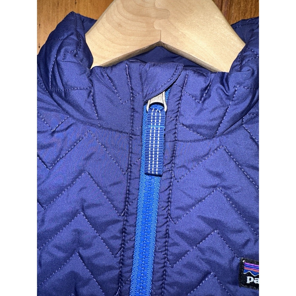 Patagonia Girl's M Sweater Jacket Quilted Chevron Blue Full Zip Coat Outdoor - Picture 3 of 11